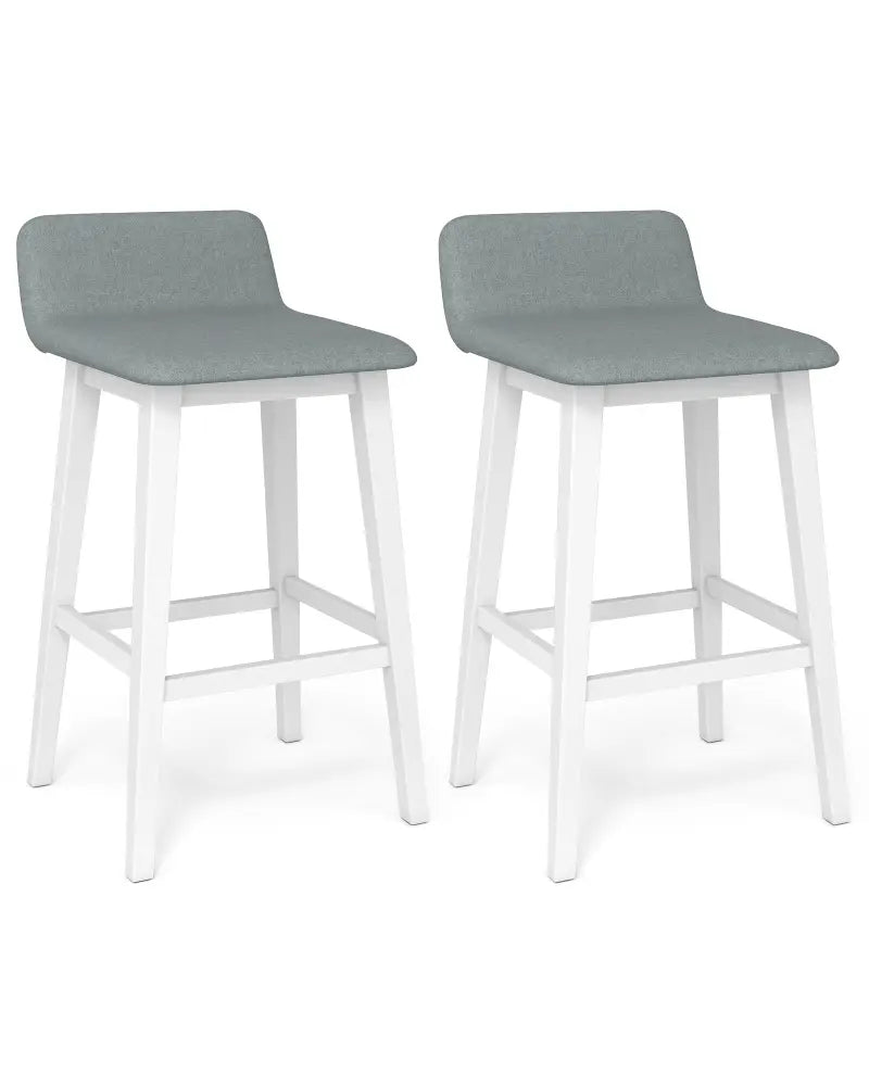 29 Inch Low-Back High-Top Chairs with Padded Seat and Rubber Wood Legs-White - White - Bar Stools