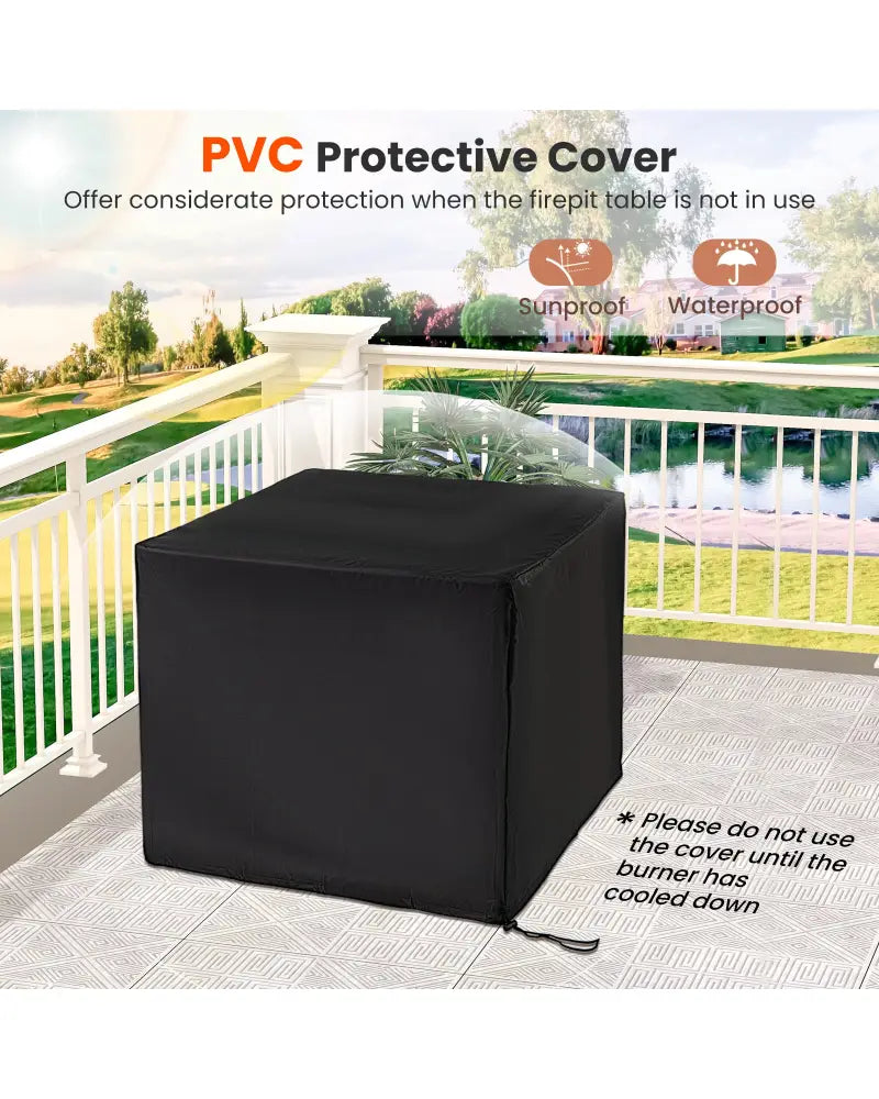 29 Inch Propane Rattan Firepit Table with Lava Rocks and Protective Cover-Gray - Gray - Fire Pit Tables