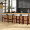 29 Inch Set of 2 Height Upholstered Bar Stool with Solid Rubber Wood Legs and Footrest-Gray Costway