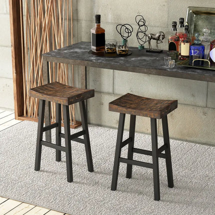 29 Inch Solid Wood Saddle-Seat with Curved Seat Surface and Comfortable Footrests-29 inches Costway
