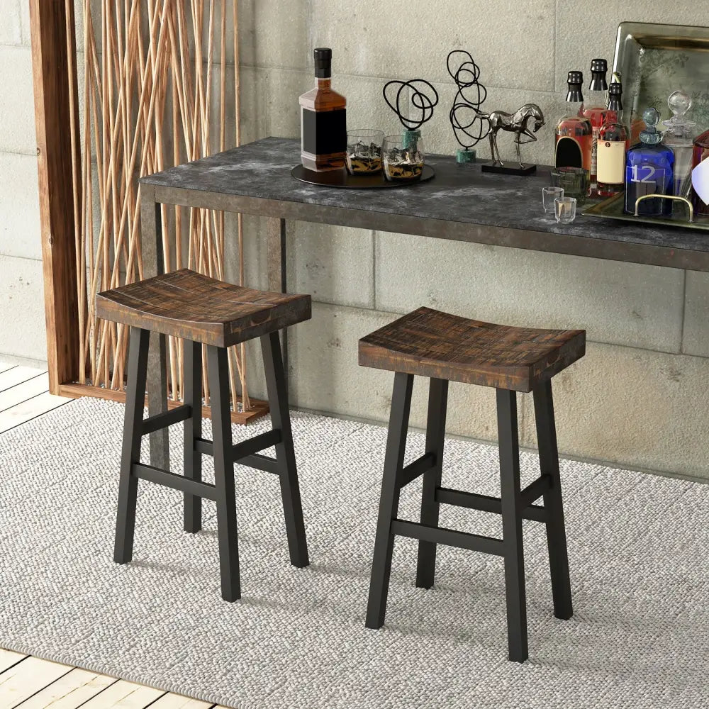 29 Inch Solid Wood Saddle-Seat with Curved Seat Surface and Comfortable Footrests-29 inches Costway