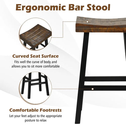 29 Inch Solid Wood Saddle-Seat with Curved Seat Surface and Comfortable Footrests-29 inches Costway