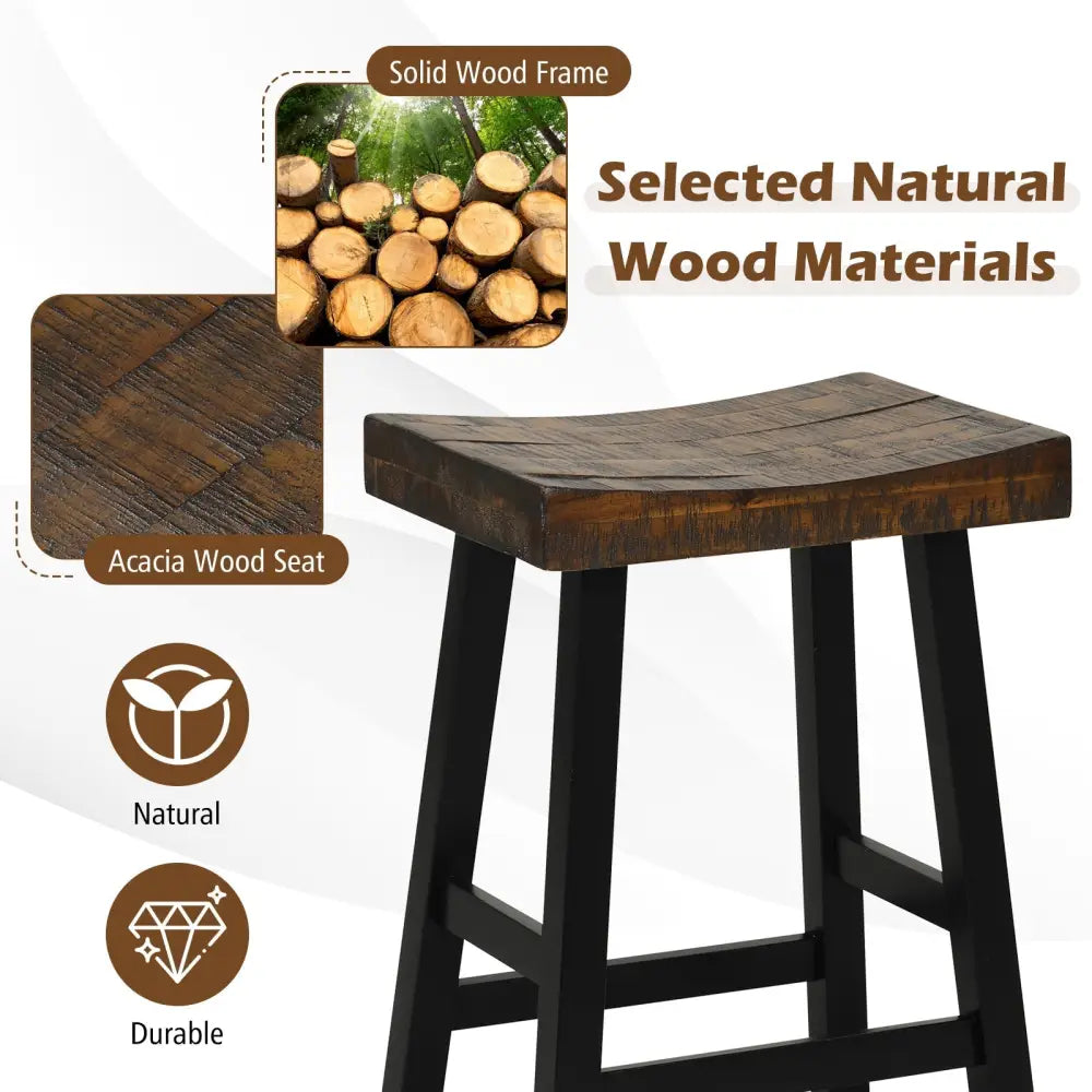 29 Inch Solid Wood Saddle-Seat with Curved Seat Surface and Comfortable Footrests-29 inches Costway