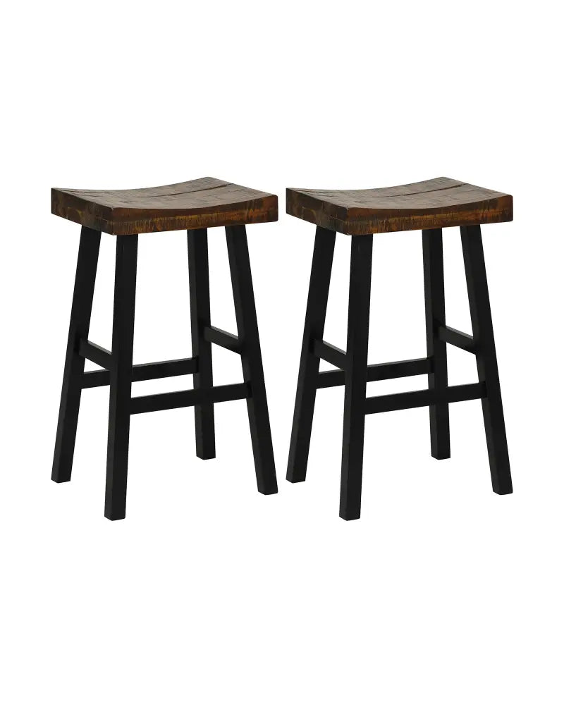 29 Inch Solid Wood Saddle-Seat with Curved Seat Surface and Comfortable Footrests-29 inches - Wood - Bar Stools