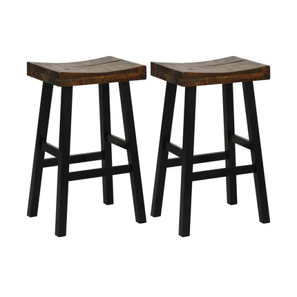 29 Inch Solid Wood Saddle-Seat with Curved Seat Surface and Comfortable Footrests-29 inches Costway