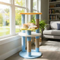 29 Inches Cute Modern Cat Tree with Star and Moon Shaped Platforms-Blue - Blue - Cat Trees Condos & Scratchers