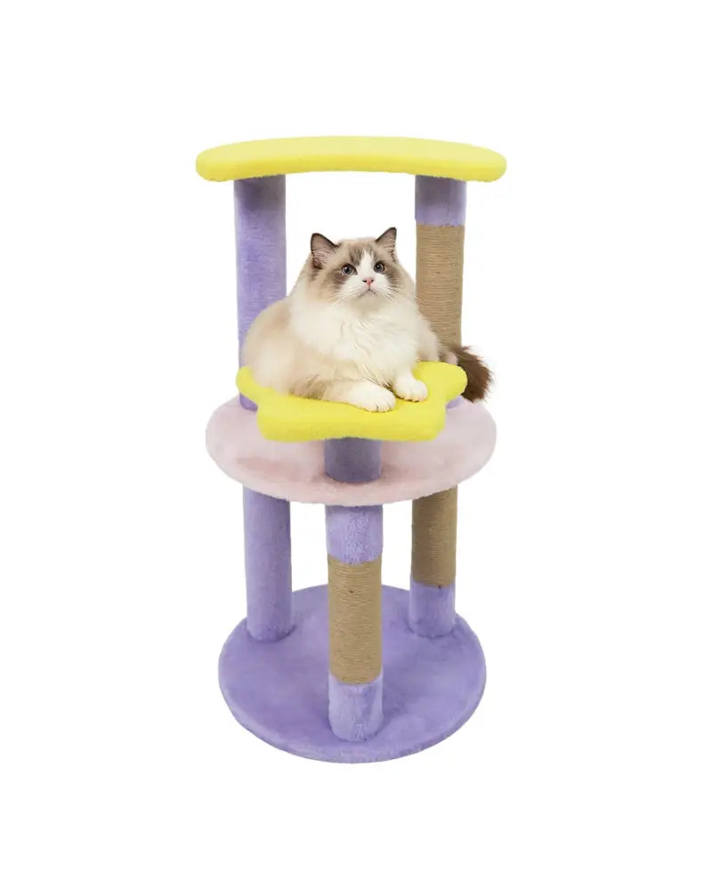 29 Inches Cute Modern Cat Tree with Star and Moon Shaped Platforms-Purple - Purple - Cat Trees Condos & Scratchers