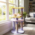 29 Inches Cute Modern Cat Tree with Star and Moon Shaped Platforms-Purple - Purple - Cat Trees Condos & Scratchers