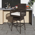 29 Inches Patio 360° Swivel Bar Stool with Cross-Woven Armrests and Seat Cushion-White Costway