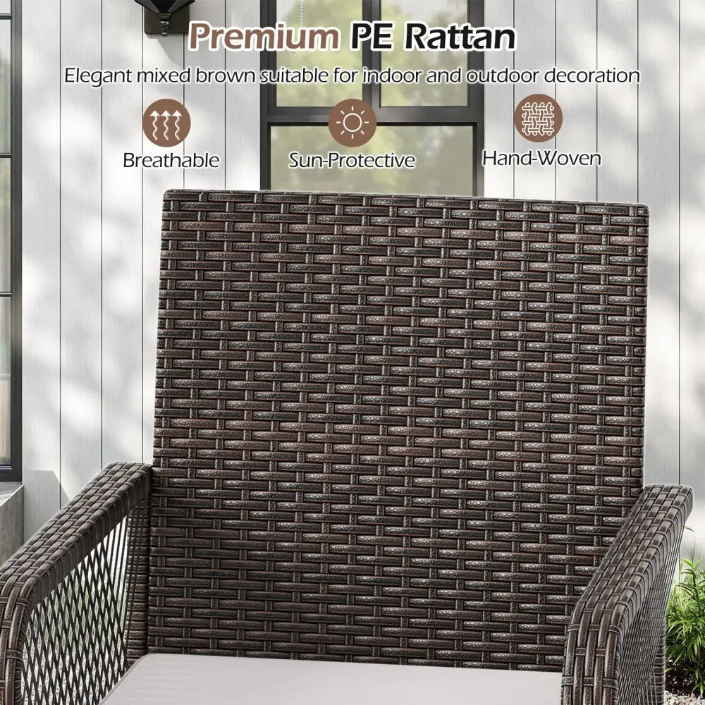 29 Inches Patio 360° Swivel Bar Stool with Cross-Woven Armrests and Seat Cushion-White Costway