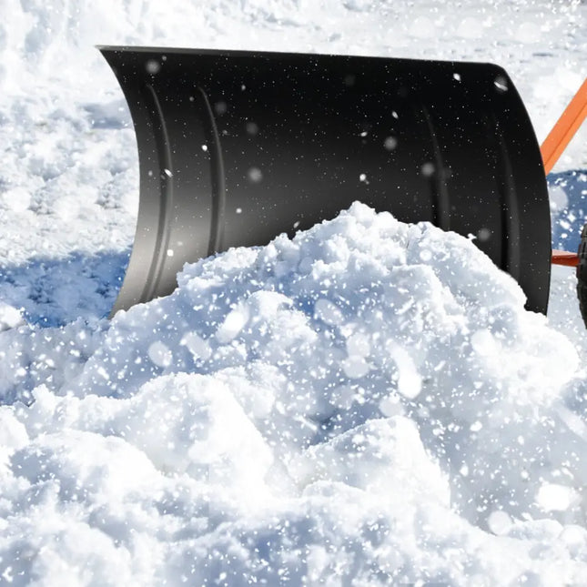 29 Inches Snow Pusher for Driveway-Orange - Orange - Snow Removal