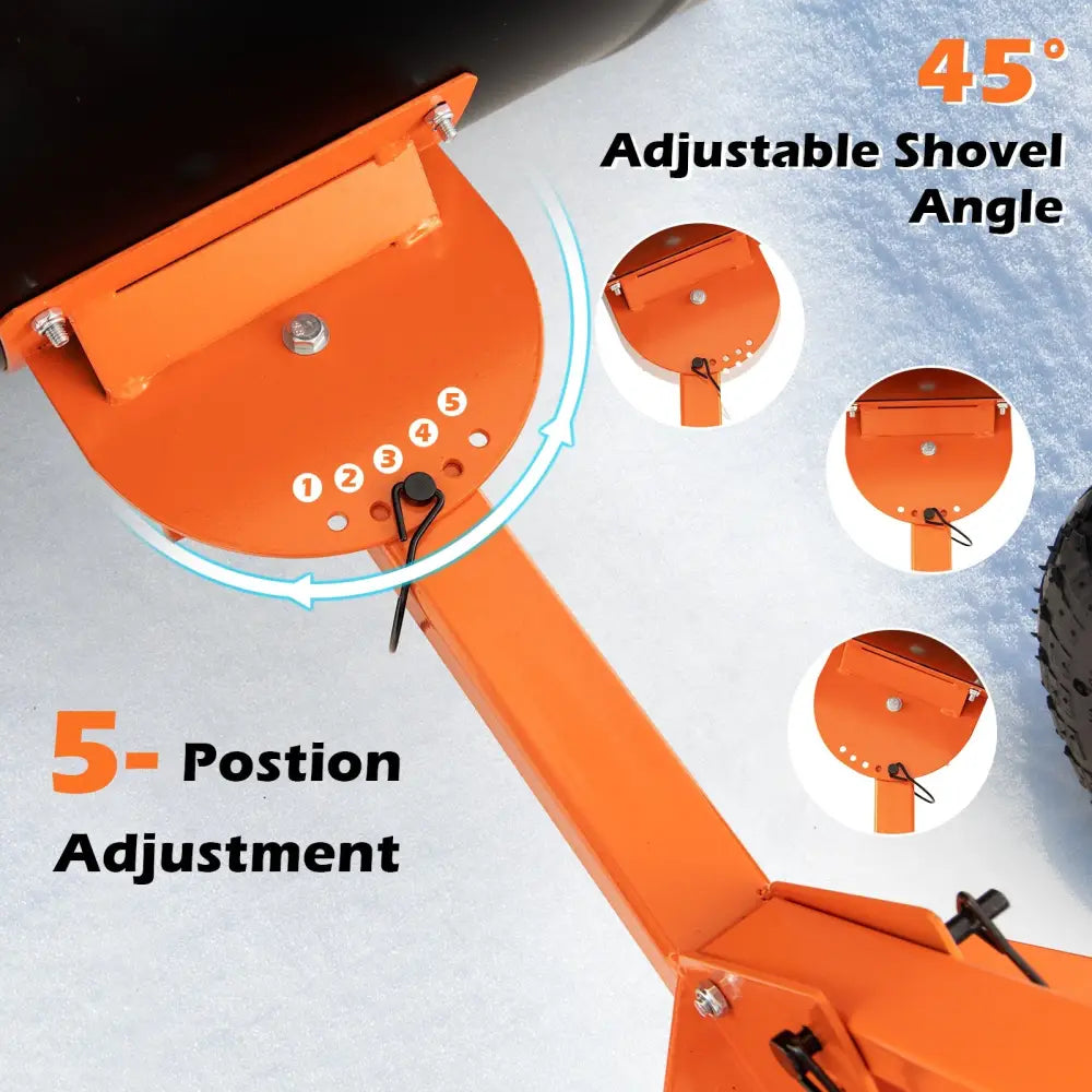 29 Inches Snow Pusher for Driveway-Orange - Orange - Snow Removal