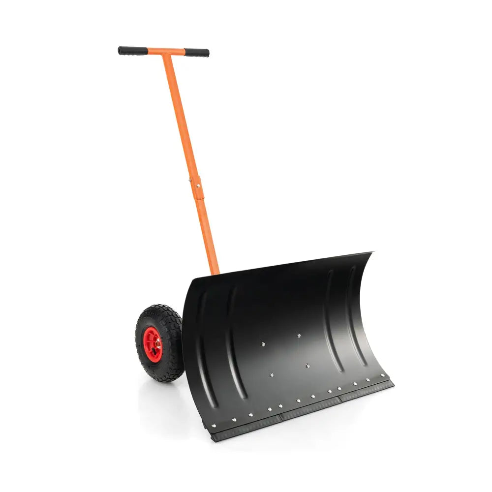 29 Inches Snow Pusher for Driveway-Orange - Orange - Snow Removal
