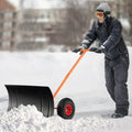 29 Inches Snow Pusher for Driveway-Orange - Orange - Snow Removal