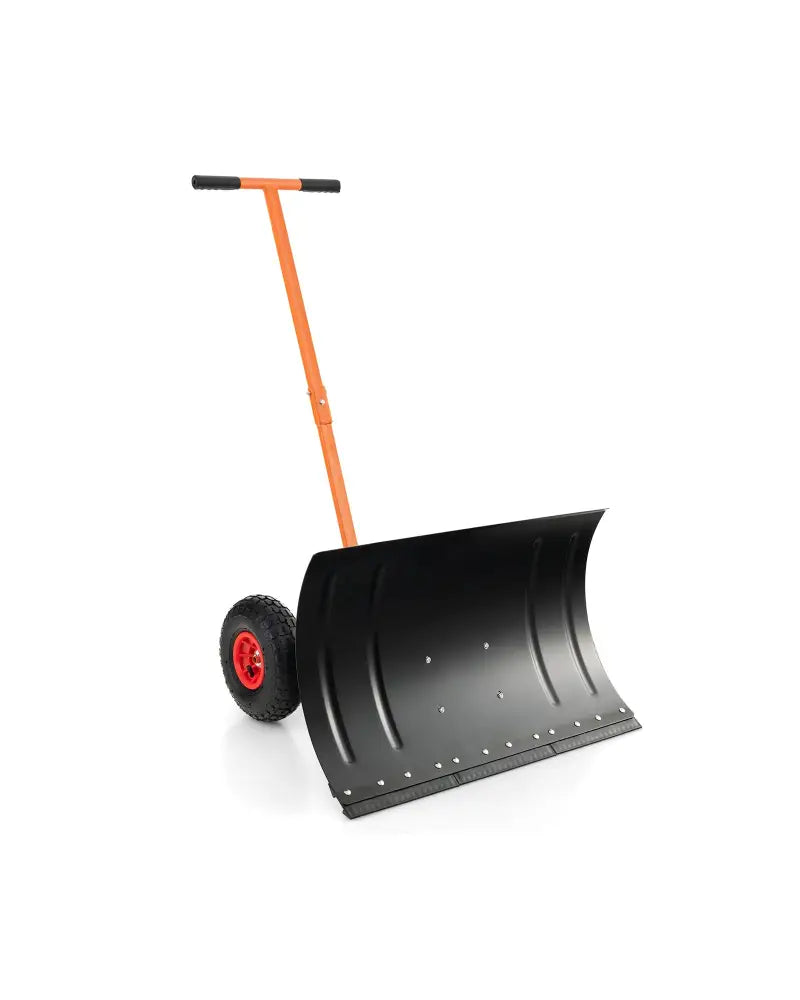 29 Inches Snow Pusher for Driveway-Orange - Orange - Snow Removal