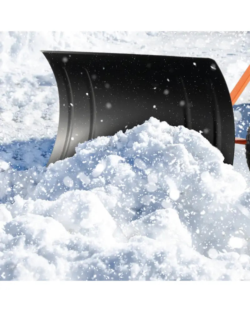 29 Inches Snow Pusher for Driveway-Orange - Orange - Snow Removal