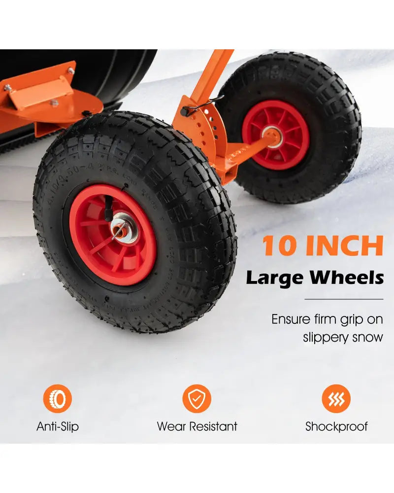29 Inches Snow Pusher for Driveway-Orange - Orange - Snow Removal