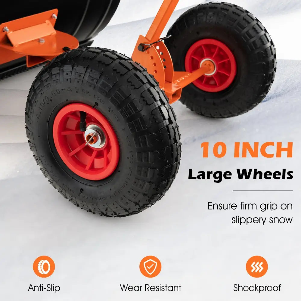 29 Inches Snow Pusher for Driveway-Orange - Orange - Snow Removal