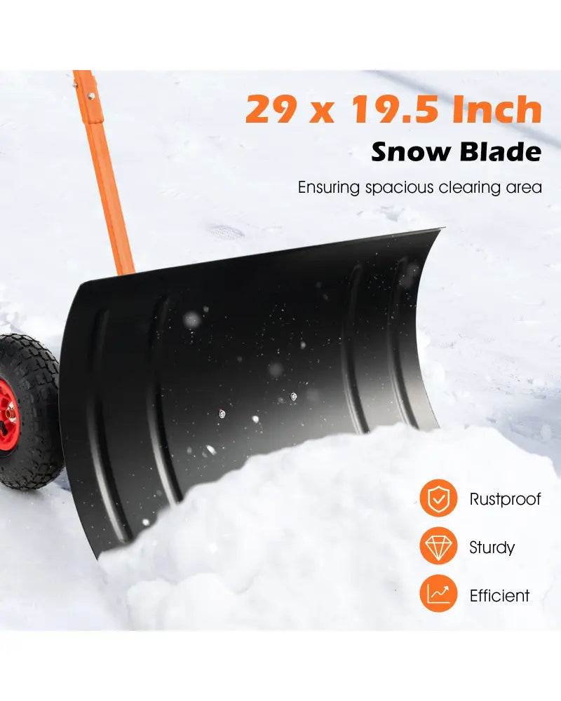 29 Inches Snow Pusher for Driveway-Orange - Orange - Snow Removal