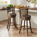 29 Inches Swivel Counter Height Barstool Set of 2 with Rattan Backrest and Footrest-Brown Costway
