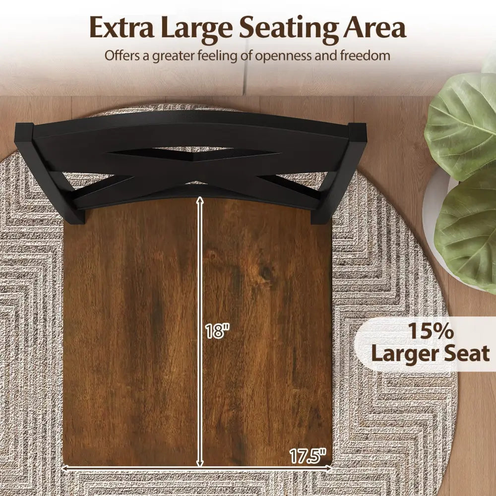 29" Rubberwood Swivel Barstools Set of 2 with Backrest and Large Seat-Black Costway