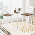 29’’ Rubberwood Swivel Barstools Set of 2 with Backrest and Large Seat-White - White - Bar Stools