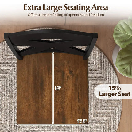 29" Rubberwood Swivel Barstools Set of 4 with Backrest and Large Seat-Black Costway