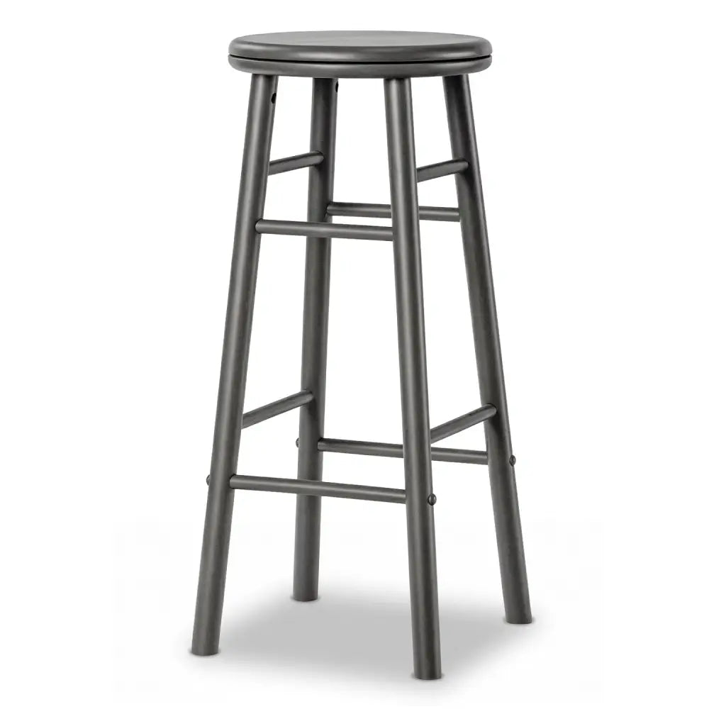 29’’ Swivel Bar Stools Set of 2 with Footrests & Crossbars-Gray - Gray - Bar Stools