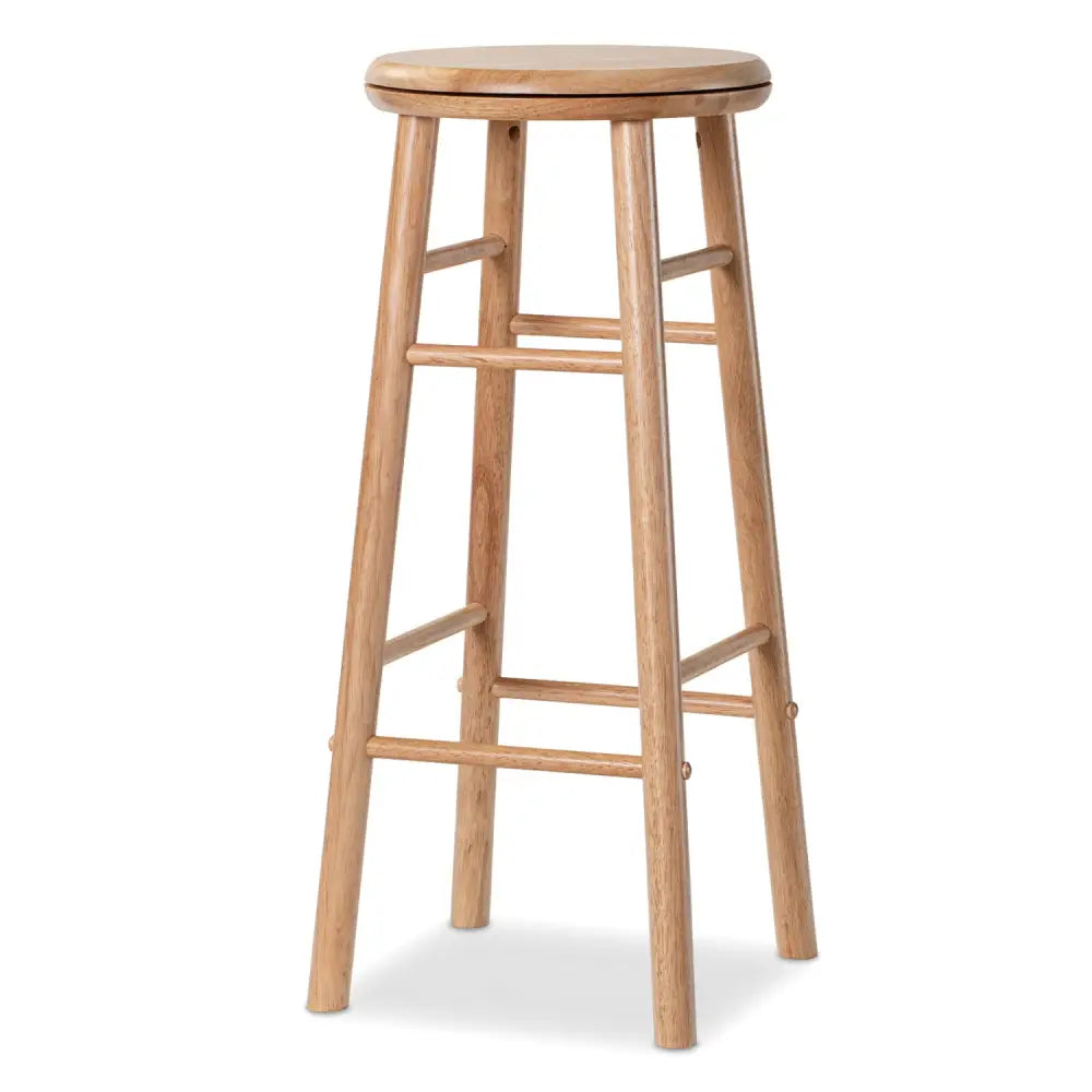 29’’ Swivel Bar Stools Set of 2 with Footrests & Crossbars-Natural - Natural - Bar Stools