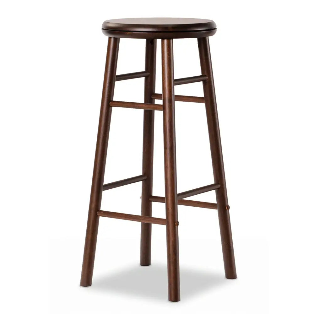 29’’ Swivel Bar Stools Set of 2 with Footrests & Crossbars-Walnut - Walnut - Bar Stools