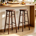 29’’ Swivel Bar Stools Set of 2 with Footrests & Crossbars-Walnut - Walnut - Bar Stools