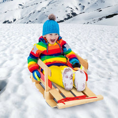 Outdoor Play Baby Kids Wooden Sled w/ Solid Wood Seat - Outdoor Recreation