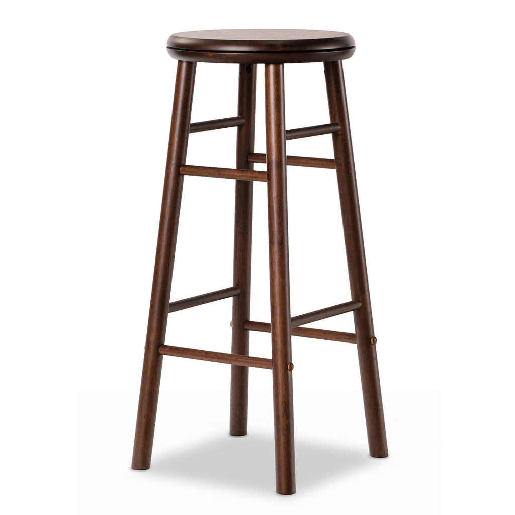 29" Swivel Bar Stools Set of 2 with Footrests & Crossbars-Walnut