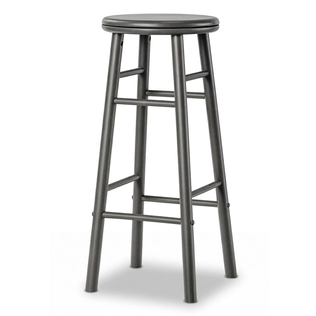 29" Swivel Bar Stools Set of 2 with Footrests & Crossbars-Gray