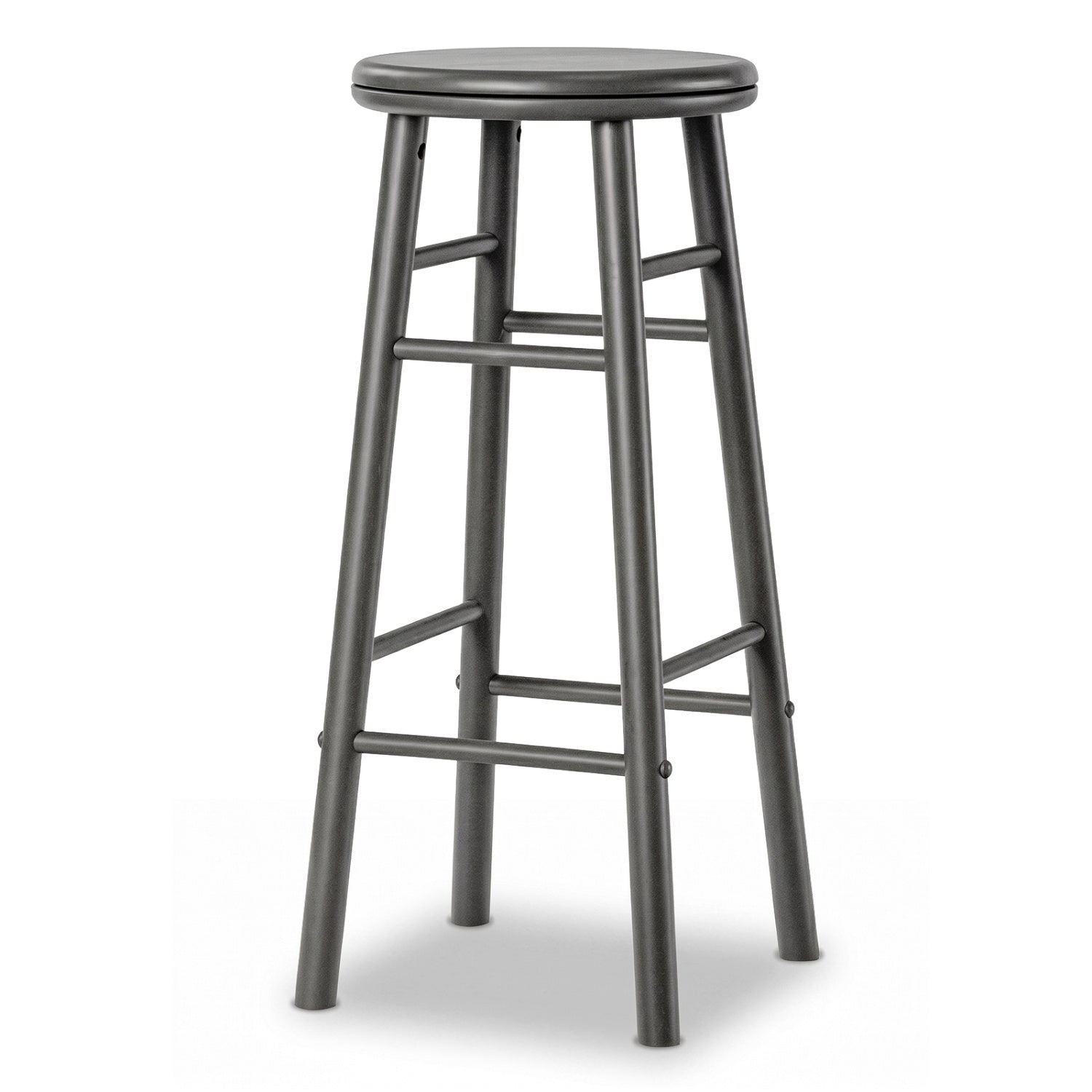 29" Swivel Bar Stools Set of 2 with Footrests & Crossbars-Gray