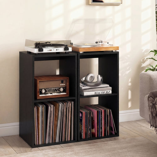 2 Cube Bookshelf with Back Guardrail for Living Room Bedroom-Black