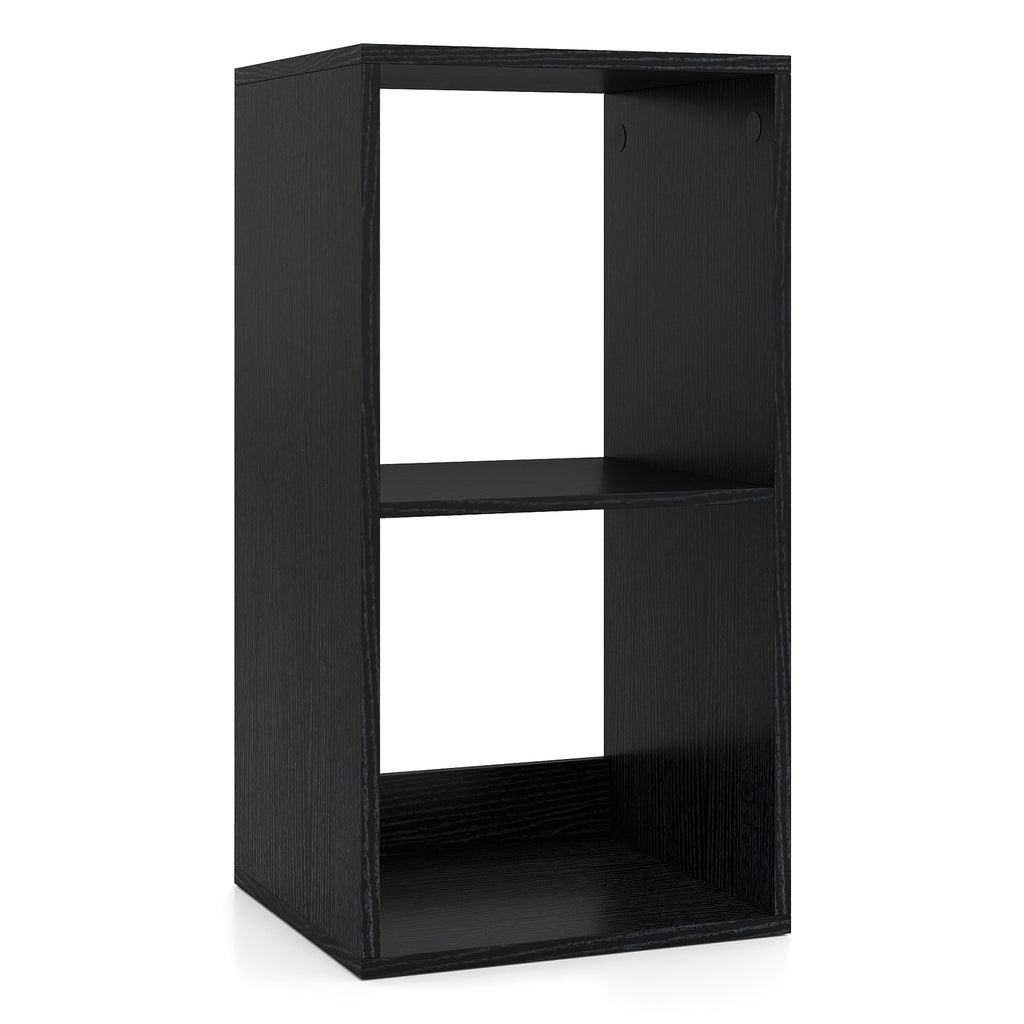2 Cube Bookshelf with Back Guardrail for Living Room Bedroom-Black