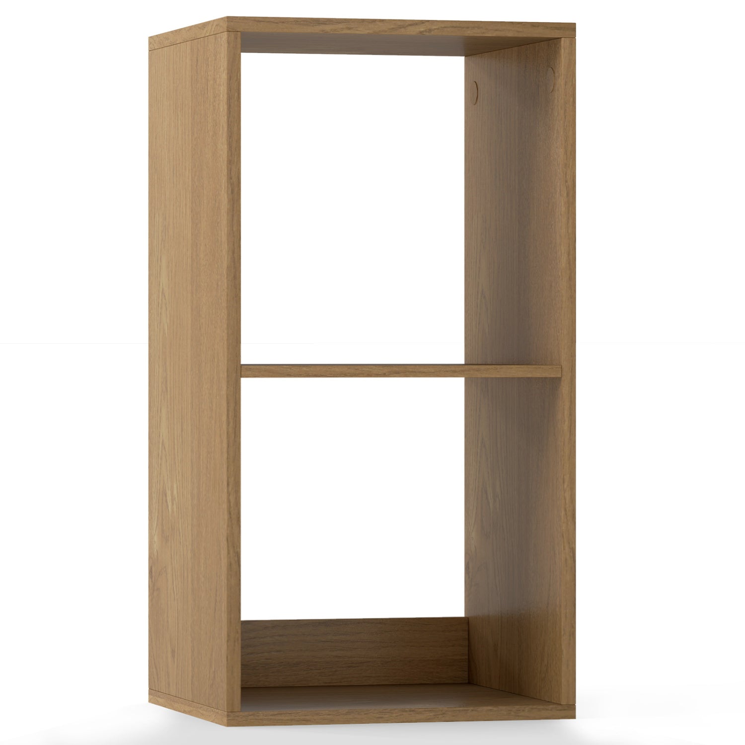 2 Cube Bookshelf with Back Guardrail for Living Room Bedroom-Natural