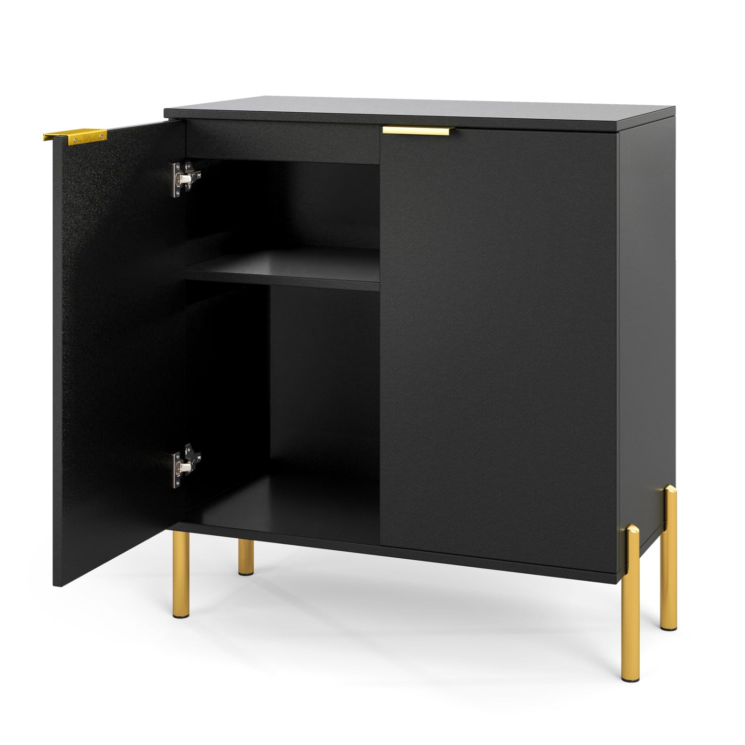 2-Door Buffet Cabinet Sideboard with Shelf and Metal Legs-Black