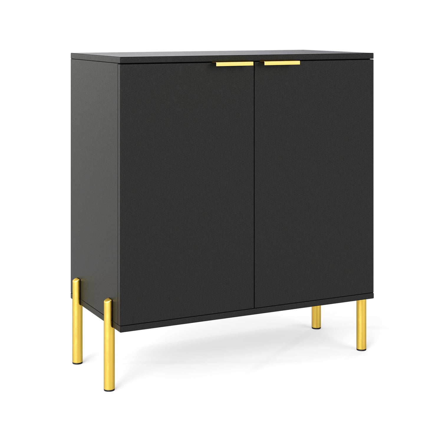 2-Door Buffet Cabinet Sideboard with Shelf and Metal Legs-Black