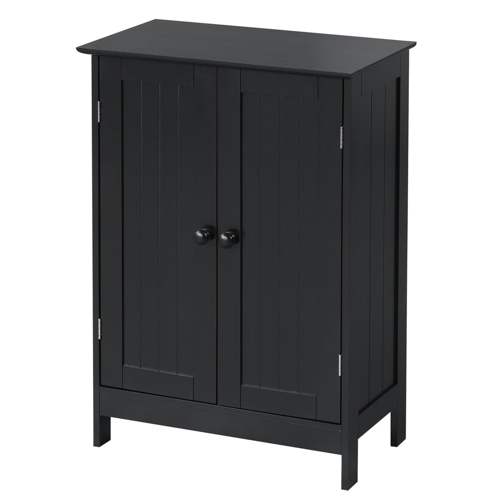 2-Door Freee-Standing Bathroom Cabinet with Shelf-Black