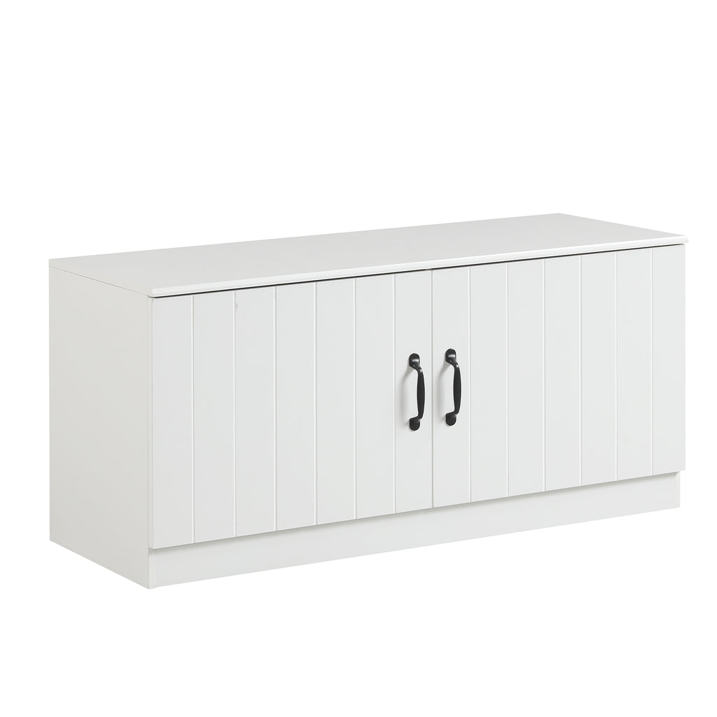 Meuble à chaussures 2 portes avec étagères réglables - Blanc