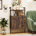 2-Door Wall Mount Bookshelf with Storage Cabinet-Rustic Brown