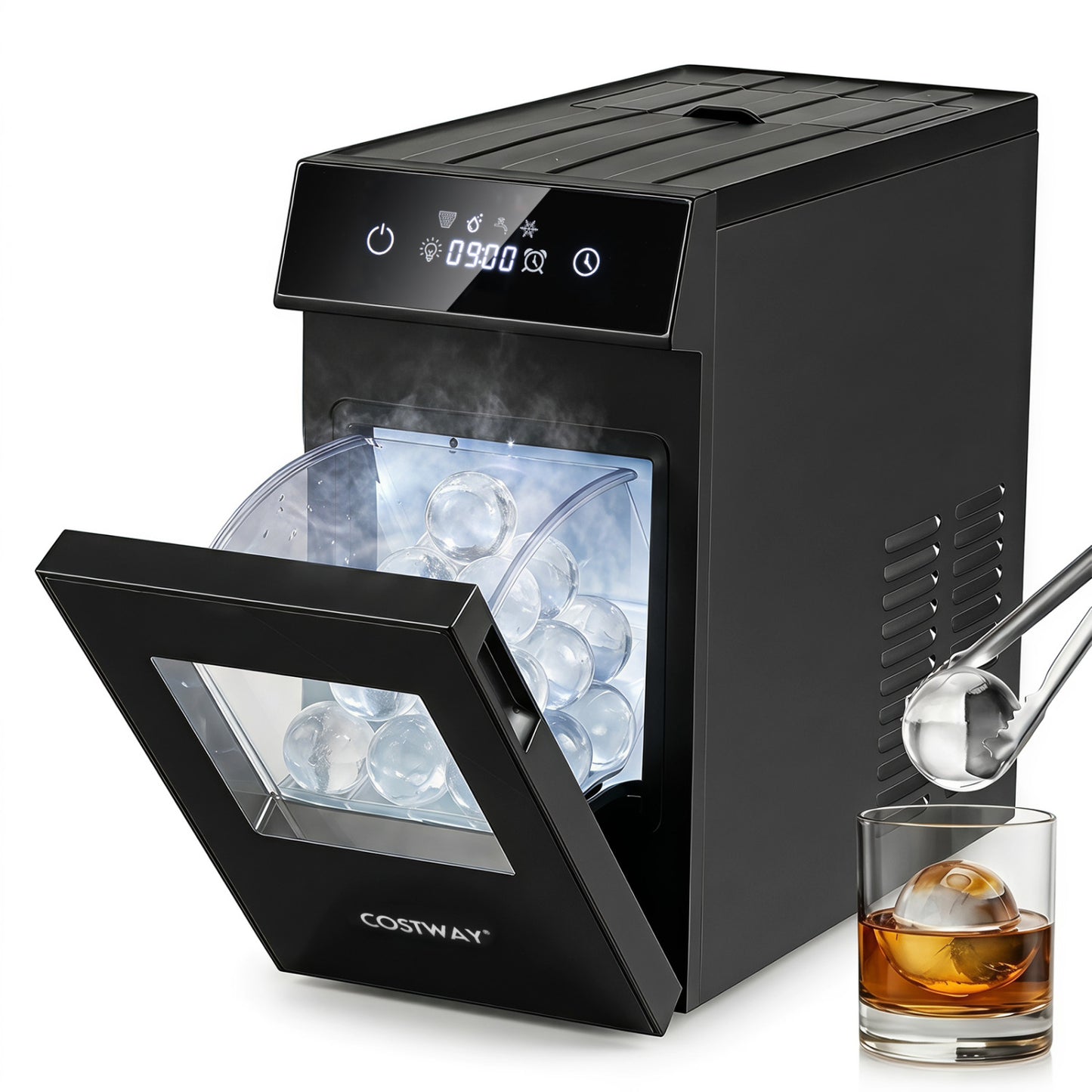 2 Inch Ice Ball Maker Countertop with Self-Cleaning and 8H Timer-Black