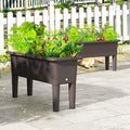 2 Pieces Raised Garden Beds Self-Watering Planter Box with Detachable Legs and Drainage Hole-Coffee