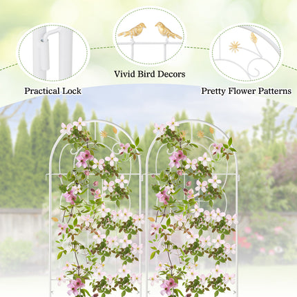 2 Pack 71 x 20 Inch Metal Garden Trellis Rustproof Plant Support for Climbing Plants-White