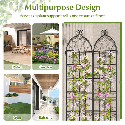 2 Pack 71" x 20" Metal Garden Trellis for Outdoor Climbing Plants