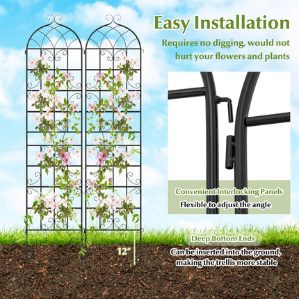 2 Pack 86" x 20" Metal Garden Trellis for Outdoor Climbing Plants