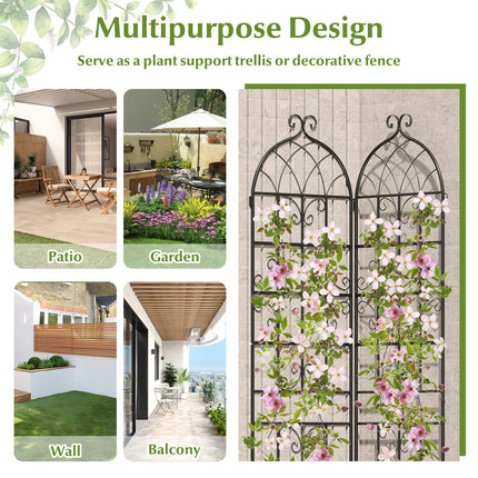 2 Pack 86" x 20" Metal Garden Trellis for Outdoor Climbing Plants
