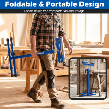 2-Pack Folding Roller Stands Portable Outfeed Supports with Adjustable Height-Blue